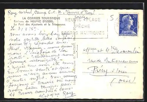 AK Neuvic, Le Pont des Ajustants sur la rivière entourée de forêt