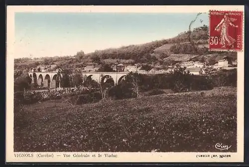 AK Vignols, Vue Générale et le Viaduc