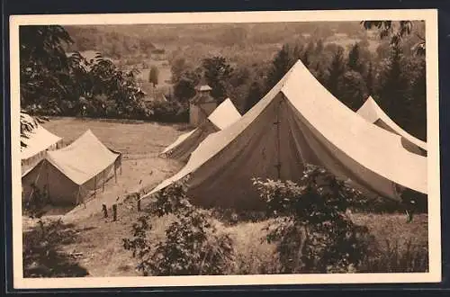 AK Meymac, Camp de la Feuillade avec tentes en pleine nature