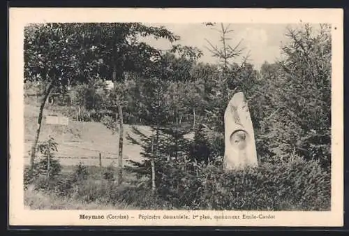 AK Meymac, Pépinière domaniale, monument Émile-Carlot