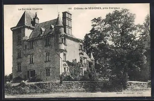 AK Sédières, Château près de Clergoux entouré d`arbres majestueux