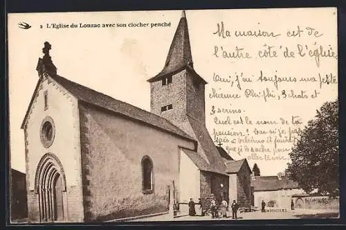 AK Lonzac, L`église avec son clocher penché