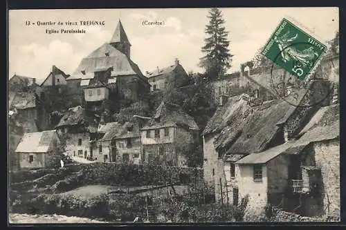 AK Treignac, Quartier du vieux Treignac et Église Paroissiale