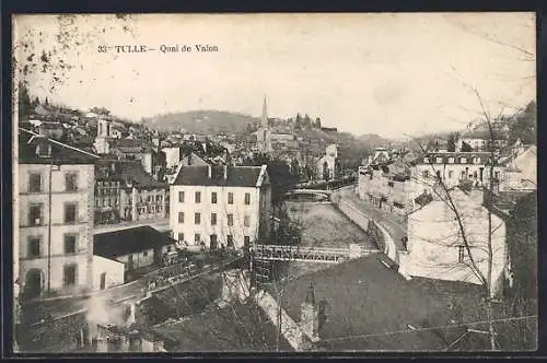 AK Tulle, Quai de Valon et vue sur la ville et la rivière