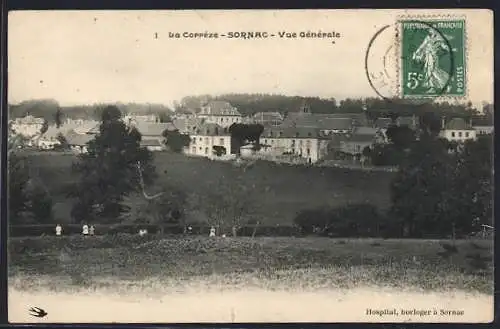 AK Sornac, Vue générale de la ville avec hospital et horloger