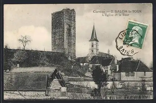 AK Salon-la-Tour, L`Église et la Tour