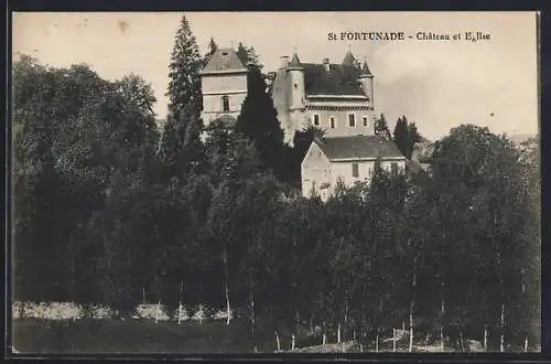 AK Saint-Fortunade, Château et Église