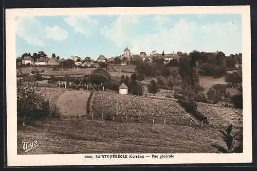 AK Sainte-Féréole, Vue générale du village et des champs environnants