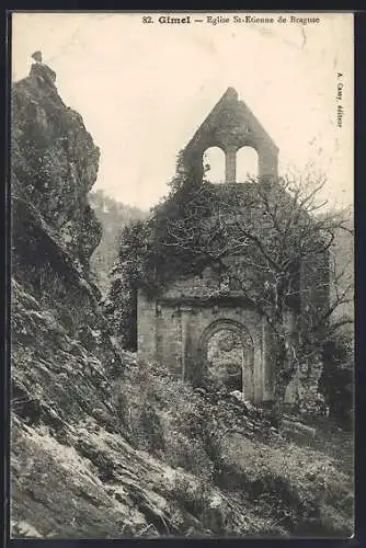 AK Gimel, Église St-Étienne de Braguse dans la nature rocheuse