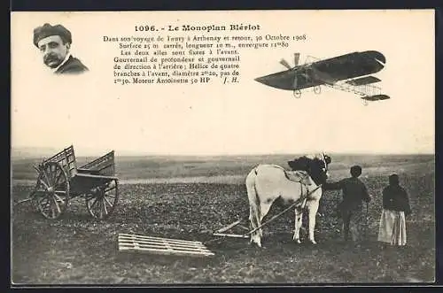 AK Le Monoplan Blériot, Eindecker-Flugzeug