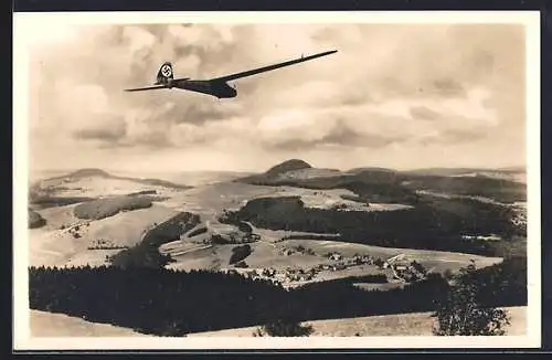 AK Segelflugzeug über Abtsroda und Milseburg