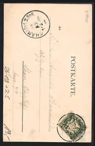 Künstler-AK Franz Doubek: Das Münchner Kindl im Postkartenregen
