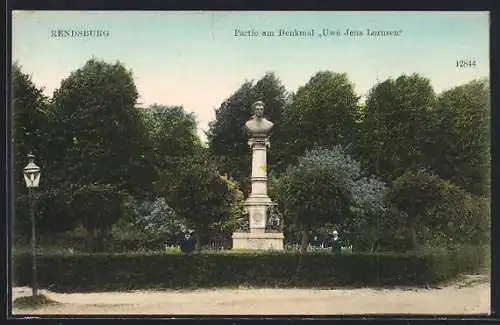 AK Rendsburg, Partie am Denkmal Uwe Jens Lornsen