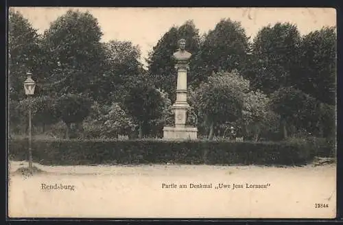 AK Rendsburg, Partie am Denkmal Uwe Jens Lornsen