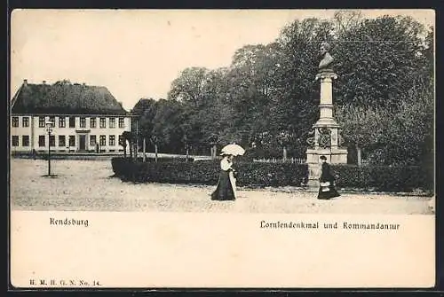 AK Rendsburg, Lornsendenkmal und Kommandantur