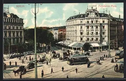 AK Berlin, Potsdamer Platz mit Strassenbahn