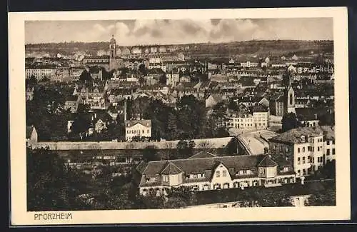 AK Pforzheim, Stadtansicht aus der Vogelschau