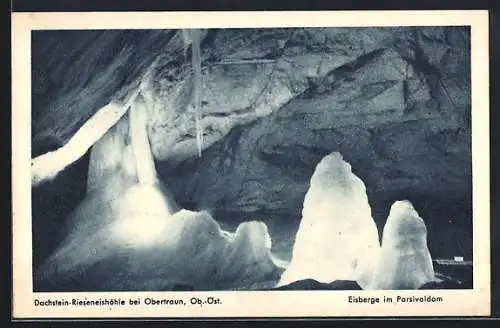 AK Obertraun, Dachstein-Rieseneishöhle, Eisberge im Parsivaldom