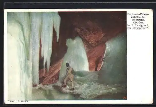 AK Obertraun, Dachstein-Rieseneishöhle, Die Orgelpfeifen im II. Eisabgrund