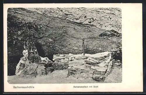 AK Barbarossahöhle, Barbarossatisch mit Stuhl