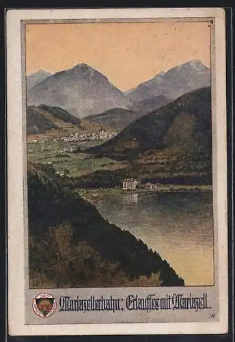 AK Deutscher Schulverein Nr. 719: Mariazell, Erlaufsee mit Blick auf Mariazell