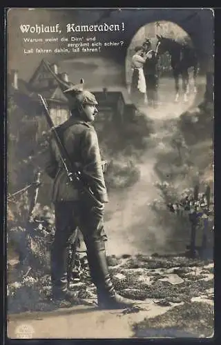 Foto-AK R & K / L Nr.8309/3: Soldat an der Front denkt an seine Geliebte