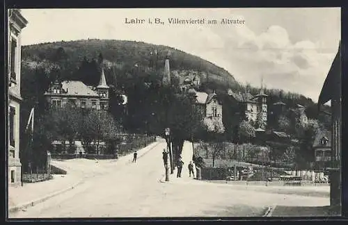 AK Lahr i. B., Blick ins Villenviertal am Altvater