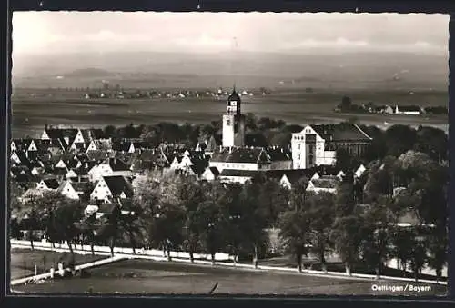 AK Oettingen /Bay., Ortsansicht mit Fernblick aus der Vogelschau