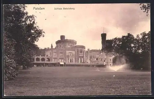 AK Potsdam, Schloss Babelsberg, Rasensprenger