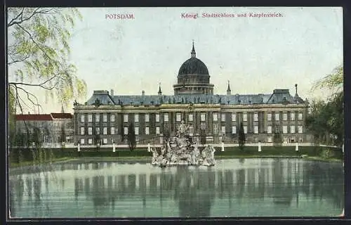 AK Potsdam, Kgl. Stadtschloss und Karpfenteich