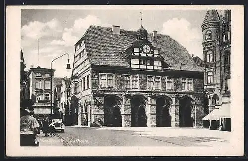 AK Minden i. W., auf der Strasse vor dem Rathaus