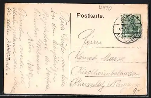 AK Bad Oeynhausen, Kgl. Kurhaus mit Scheinwerfer, Fontäne, Wasserbecken
