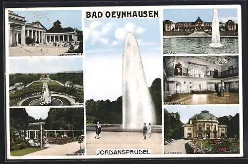 AK Bad Oeynhausen, Jordansprudel, Brunnenhalle, Kurpark, Rosenplatz, Kurhaus und Kurtheater