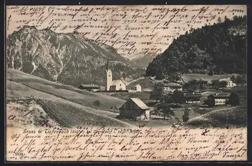 AK Tiefenbach /Oberstdorf, Ortsansicht mit Bergpanorama