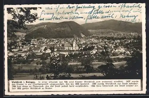 AK Waldkirch /Breisgau, Totalansicht mit Bergpanorama