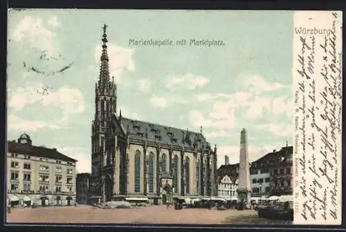 AK Würzburg, Marienkapelle mit Marktplatz