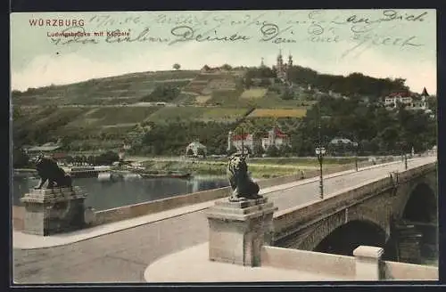 AK Würzburg, Landungsbrücke mit Käppele