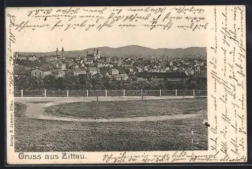 AK Zittau, Ortsansicht vom Park aus