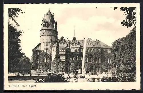 AK Detmold, Schloss mit Springbrunnen