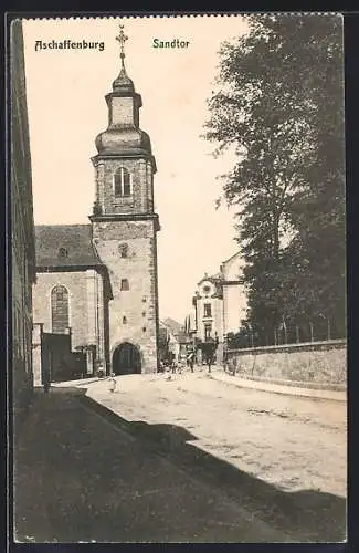 AK Aschaffenburg, Strassenpartie mit Sandtor