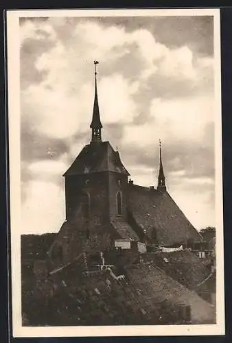 AK Rendsburg, St. Marienkirche aus der Vogelschau