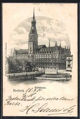 AK Hamburg, Rathaus vom Wasser aus