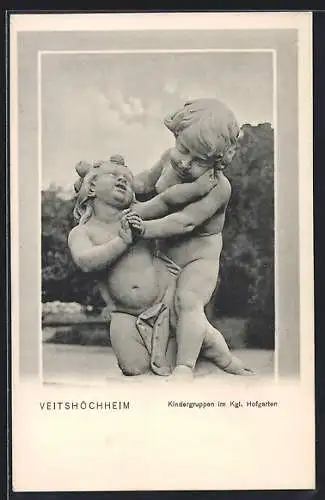 AK Veitshöchheim, Plastik einer Kindergruppe im Kgl. Hofgarten