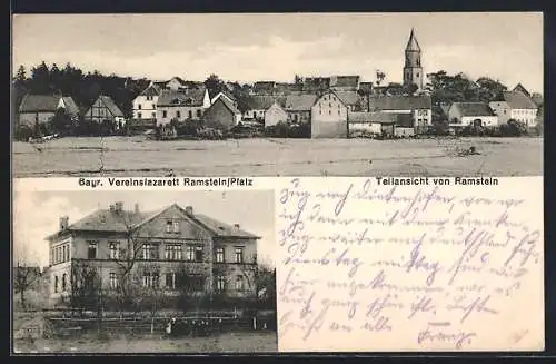 AK Ramstein / Pfalz, Bayr. Vereinslazarett, Teilansicht mit Kirche