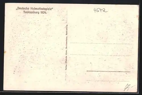 AK Tecklenburg, Deutsche Heimatfestspiele 1924, Szene mit Reitern