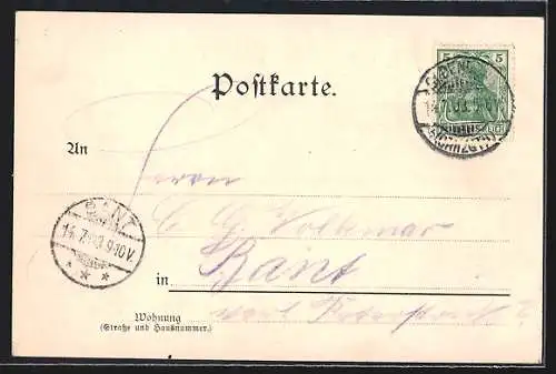 Lithographie Oldenburg / Gr., Totalansicht, Wappen der Stadt