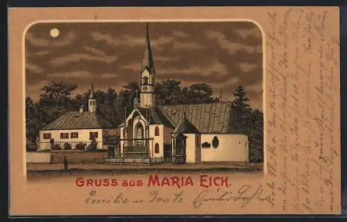 Lithographie Maria Eich, Blick auf die Kirche