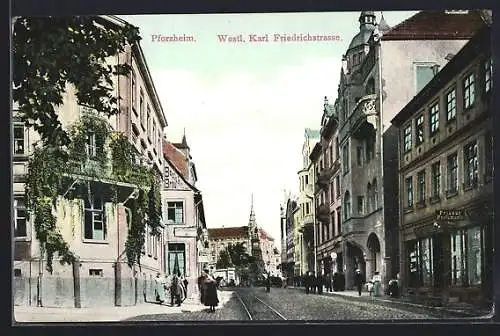 AK Pforzheim, Westl. Karl Friedrichstrasse