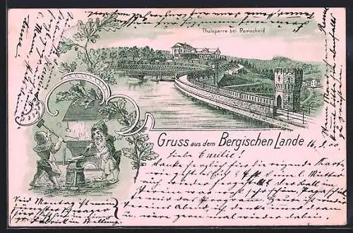 Lithographie Remscheid, Thalsperre, Zwerge