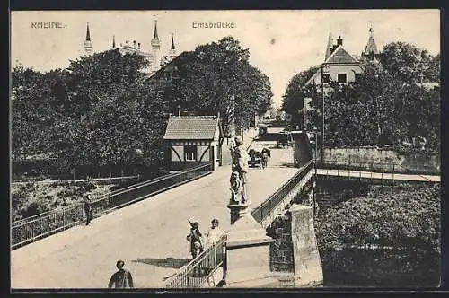 AK Rheine, Blick entlang der Emsbrücke